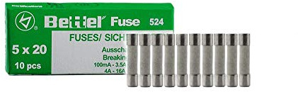 10er Päckchen Keramik Sicherungen 4A träge 5x20mm