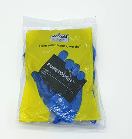 Marigold PURETOUGH P12B Lot de 12 paires de gants en caoutchouc ultra légers et flexibles sans latex Bleu Taille XL