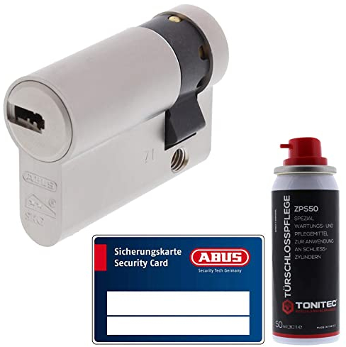 ToniTec Set aus ABUS Schließzylinder Türzylinder als Halbzylinder EC660 GS gleichschließend inkl. 3 Schlüssel je Bestellung mit Sicherungskarte Größe 10 70mm + ToniTec Pflegespray