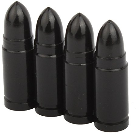 TOMALL Aluminium Ventilkappen Bullet schwarz für Motorräder Fahrrad auto（4 Stück）