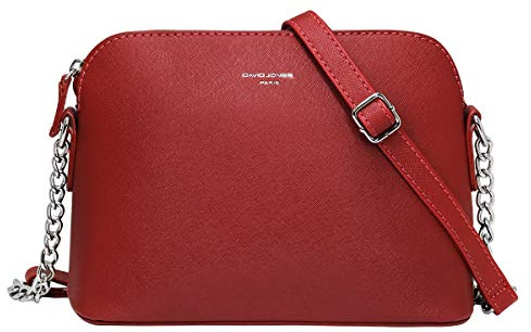David Jones - Damen Kleine Umhängetasche - Handtasche PU Leder Frau - Crossbody Bag Tasche Kette Schultertasche - Abendtasche Reißverschluss - Alltag Elegant Modisch Schick Party Clutch - Rot