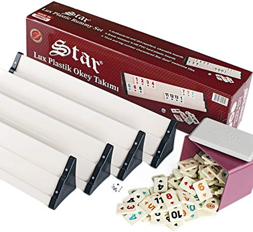 Star Rummy Set Okey Takımı hochwertige Verarbeitung & Materialien (Kunststoff- Spielbänke - leicht und stabil
