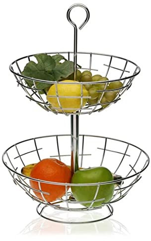Versa - Frutero de acero inoxidable con 2 estantes para frutas, para cocina, bar, restaurante, VS-10035220