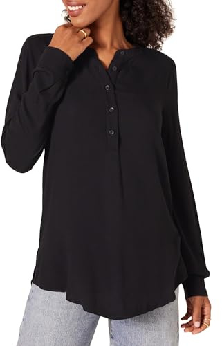 Amazon Essentials långärmad woven blus klänningströjor, svart, XXL