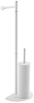 Piantana Bagno salvaspazio in acciaio, disponibili in 2 colorazioni, base ergonomica salvaspazio (Bianco, Portascopino)