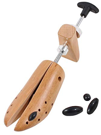 DELFA Estensore per scarpe in legno di faggio, 1 pezzo, estensore per scarpe, con meccanismo a 2 vie in metallo, larghezza e lunghezza estensibile, beige., M 41-43 He.