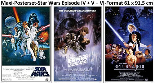 empireposter Star Wars Set 1 - Poster 3er Set - Classic Episode IV + V + VI