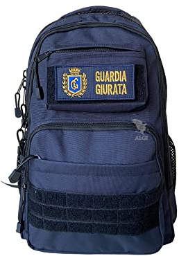 ALGI Zaino Tattico Xsmall con Molle 25 Litri Blu Navy + patch GUARDIA GIURATA