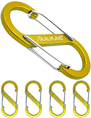 ALPLAKE Set di 4 moschettoni a forma di S, 88 x 40 mm, colore giallo