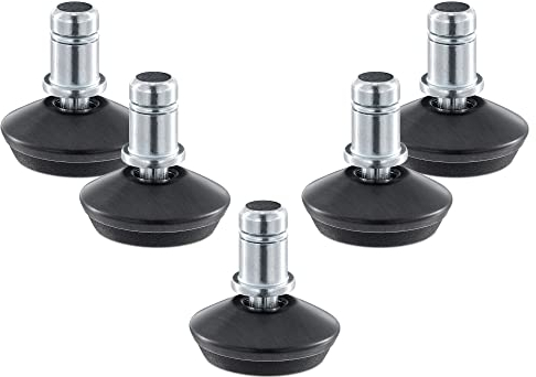 kwmobile 5x Piedini Fissi Sedia Girevole Ufficio - Perno Ø11x22mm Zoccolo Ø33x13mm - Piedi Sostituzione Ruote Poltrona con Feltro Antigraffio - Nero