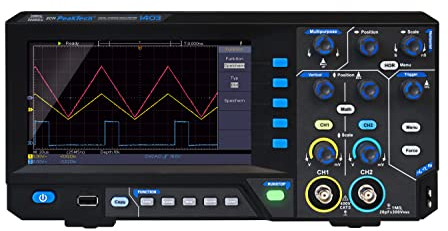 PeakTech 1403 - Digital Oszilloskop 2 Kanal [3 Jahre Garantie] 50 MHz, 500MS/s, USB Schnittstelle, PC Software, P 1403 Oscilloscope, Schwarz, USB Oszilloskop, Oszilloskop Multimeter
