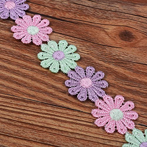 XCSJ 5 Yard 25mm Blumen Spitzenband Spitzenborte (lila, rosa, grün)