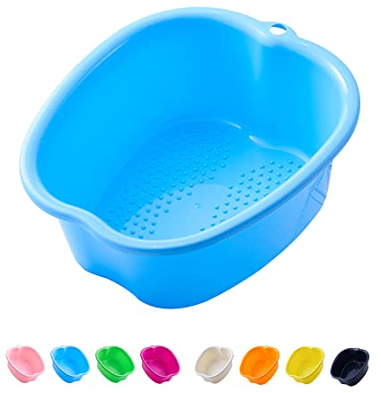 AXLOFO® Large Spa Foot Bath Bowl, Sturdy Plastic Foot Soak Bowl, Massage Foot Pedicure Bowl, Detox, feet soak, Extra Footbath Foot Basin for Soaked to Remove Dead Skin, Calluses (Blue)