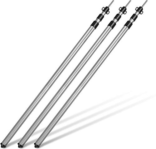 normani Aufstell-Stange Zeltstange Teleskop-Tarpstange 94-240 cm mit Befestigungsösen und Bodenspitze - Alu Stützstange Silber 94-240 cm