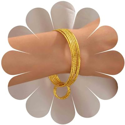 Yienate Boho Gold Armreif Armband Set Große Metall Strukturierte Runde Ineinandergreifende Multi Armreif Set Indischen Hochzeit Armreif Afrikanischen Indischen Vintage Stapeln Armreif Für Damen