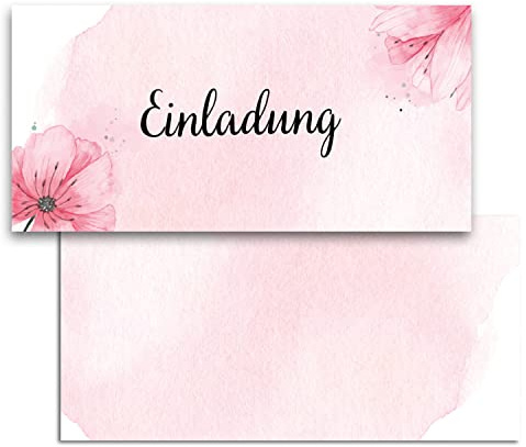 Einladungskarten Hochzeit, Standesamt, Geburtstag - Blanko Einladungskarten Set für feierliche Anlässe (Blumen, 40x Stück)