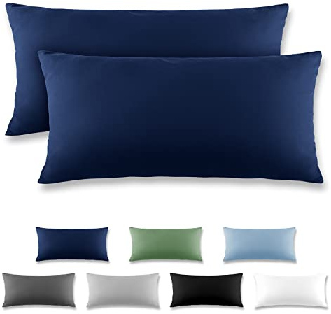 REDKEY Kissenbezug 40x80 cm - 2er Set Kopfkissenbezug - Mikrofaser Kissenhülle für Kissen, Kopfkissenbezüge mit Laschenvershluss, 40 x 80 Pillow Case - Dunkelblau