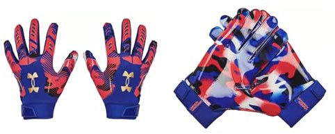 Under Armour Mens F9 Nitro Novelty Football Gloves (400) Royal Red/Metallic Copper, X-Large