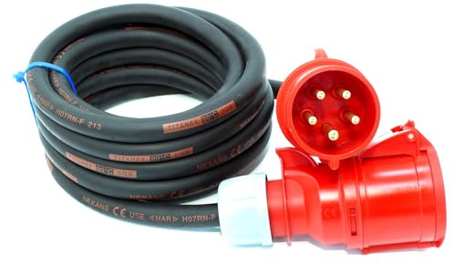 CEE Starkstromkabel (1,5m-50m) 32A Verlängerungskabel Titanex H07RN-F 5x6mm² mit PCE Shark Stecker und Kupplung, Business-Line von Event-Kabe (15 Meter)