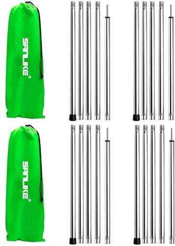 SANLIKE Edelstahl Teleskop Stützstange 200cm 4er Set für Zelte und Tarps | Ideal für Sonnensegel Vorzelte Markisen, rostfester Stahl, ersetzt alte Stangen, flexibel verstellbar für Outdoor Fans