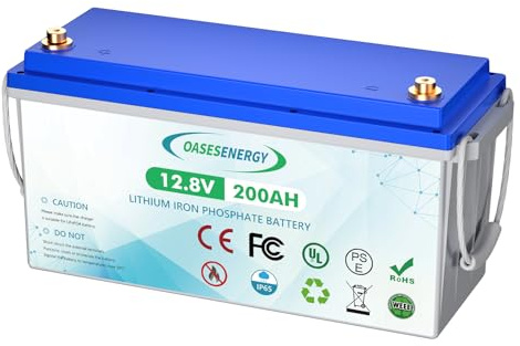 12V 200Ah LiFePO4 Batterie, Deep-Cycle-Batterie mit 200A BMS, bis zu 15.000 Zyklen, 10 Jahre Lebensdauer, 2560Wh LiFePO4 Lithium Akku für Solar-System, Wohnmobil, Camping, Boote, Trolling-Motor