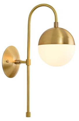 LUOYAOB Wandleuchten Mid Century Modern Globe Wandleuchte Industrielle Bauernhaus Metall Wandleuchten mit weißen Globe Glas Lampenschirm for Schlafzimmer Wohnzimmer