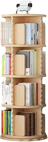SZITW Drehbares Bücherregal, rundes, mehrschichtiges Massivholzregal, Bücher-/CD-/Album-/Aktenregal, Lagerregal-Verwaltungsregale (Farbe: Holz, Größe: 50 x 129 cm)