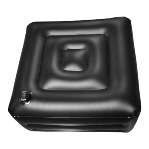 ZMIN Aufblasbares Sofa, Hocker, langlebig, höhenverstellbar, Kleiner aufblasbarer quadratischer Hocker, für Reisen, Schlafzimmer, Autos, Büro, Erwachsene,Schwarz,60 * 60 * 23cm