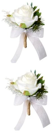 PRETYZOOM 2stücke Hochzeitsblumenbrosche Weiß Und Grün Künstliche Blumenausstattung Für Braut Und Bräutigam Für Partys Und Festliche Anlässe Design Für Einen Stilvollen Auftritt