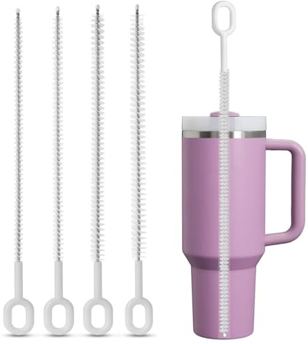 VITEVER Strohhalm Reinigungsbürsten für Stanley Tumbler, 6mm & 10mm Strohhalm-Reinigungsbürste für Verschiedene Strohhalmgrößen,Volle Borstenabdeckung, großer Griff- 4 Pack