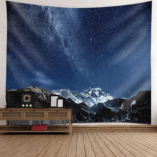 Epinki Wandtuch 260x240cm, Landschaft Natur Wandteppich Berg Sternenklar Himmel Wandbehang Dunkel Blau aus Polyester, Tuch für Wohnzimmer Schlafzimmer Wohnheim Wanddeko
