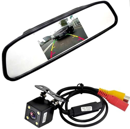 Rückfahrkamera-Set Auto CCD Parkplatz Monitor 4 Lampe Nacht Rückfahr CCD Auto Rückansicht Kamera Mit 4.3 Auto Rückspiegel Monitor Weitwinkel- Rückfahrkamera