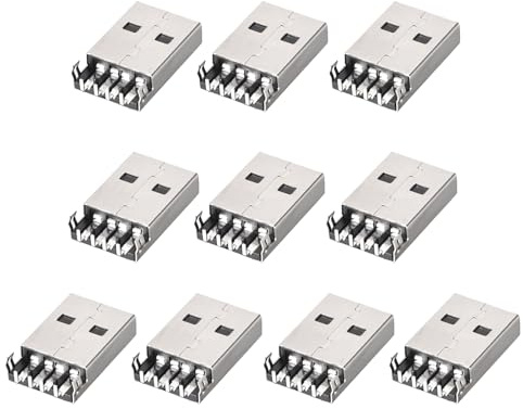 DMiotech 10pz USB 2.0 Tipo A Connettore Presa Maschio 4 Pin Adattatore per Prese Jack 90 Gradi 1.5A 30V Set Connettori Jack per Riparazione Sostituzione Adattatore USB Saldatura Telefono