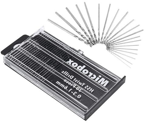 Juego de brocas helicoidales, 20 unidades, 0,3 – 1,6 mm, HSS, mini microbrocas de precisión, juego de brocas de precisión para plástico, madera, metal blando