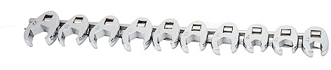 CHICIRIS Ensemble de Clés à Pied Crows, 10pcs Crows Foot Wrench Ensemble de 10 Mm à 22 Mm Cécrave à écrou Métrique pour 3 8 Pouces à Cliquet