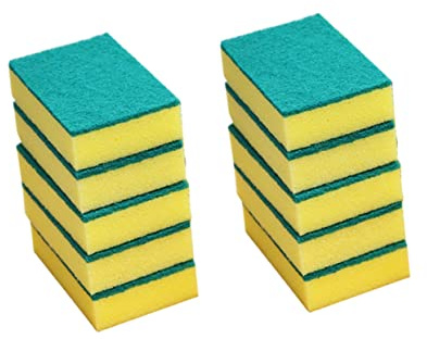 Ipetboom 10pcs Kitchen Cleaning Sponge and Scouring Pads Set Multifunctional Dishwashing Sponges for Kitchen and Bathroom Non-Scratch Absorbent Cleaners