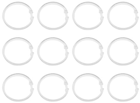 Lot de 12 anneaux ronds transparents incassables pour rideau de douche