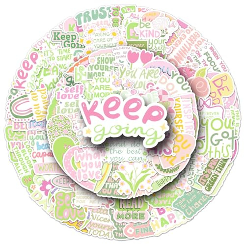 100 Pcs Motivational Stickers Laptop Car Scrapbook Phone Skateboard Suitcase Luggage Bike Inspirational Vinyl Waterproof Aesthetic Personalised Stickers for Teens Boys Girls Adults