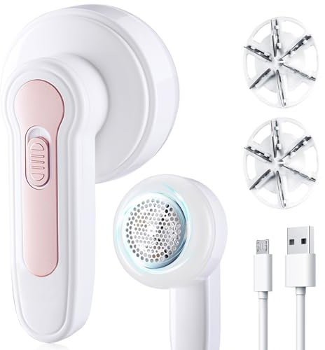 Quitapelusas Electrico, Quita Pelusas para Ropa con 3 Cuchillas & USB, Rápido Portátil Quita Bolas de la Ropa Recargable Maquina Quitar Bolitas Ropa Quitapelusas Ropa para Sueter/Abrigo de Lana/Manta