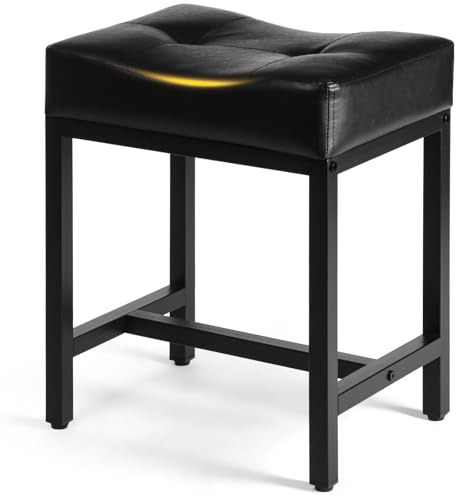 HYCFYJR U-förmiger Schminkhocker, Rechteckiger Make-up Hocker mit Metallbeinen, PU Ottoman Sitz Fußstütze für Schlafzimmer, Eingang, Moderner Eitelkeitshocker Stuhl, Pouf Couch Hocker Schwaz