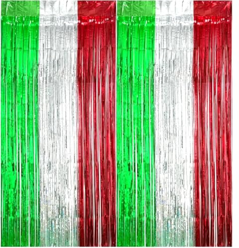 SGERUFZ Tenda a Fili Metallizzata Lametta con Effetto Glitter per Feste e Decorazioni (Colore A)