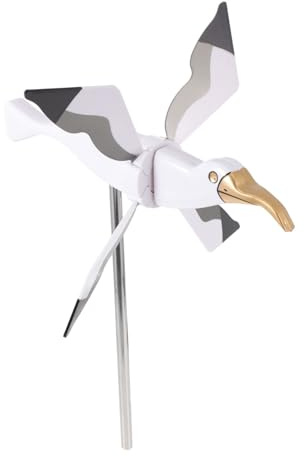 BAZEITFLOW Girouette De Mouette Décoration De Jardin Extérieur PVC Solide Effet Réaliste Moulin à Vent Tournant pour Pelouse Terrasse Cour Présents De Printemps