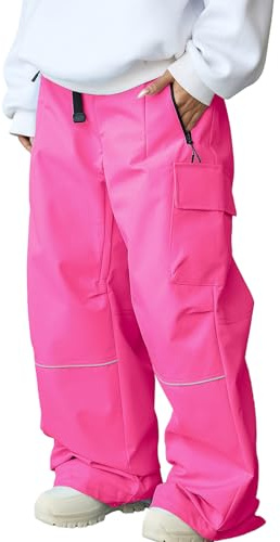 HOTIAN Pantalones de esquí para mujer, resistentes al agua, resistentes al viento, forrados cálidos, pantalones de softshell extraíbles, cargo y snowboard, pantalones de esquí de fondo, pantalones de