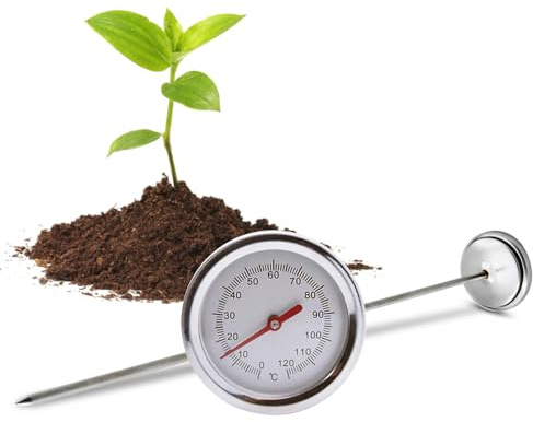 Ziennhu Thermomètre de Sol Jardinage – Sonde 50 cm | Mesure Compost 0 à 120 °C | Instrument détection Physique extérieur Potager Serre précision Durable Facile Utilisation Accessoire Outil