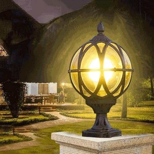 Wall Lamp Exterior Column Lamp Waterproof Pillar Light Aluminum Glass Globe Post Lanterns Lighting Fixture,Hallway Living Room