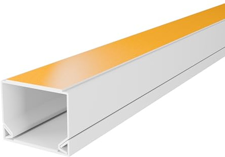 DQ-PP KABELKANAL – PVC – Selbstklebend – Größe: 12x12mm – Länge: 6m (3x2m) – Farbe: Weiß – Kabelbox für LAN Kabel Internetkabel Kabelmanagement