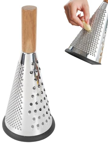 Rallador de de 8 pulgadas – Rallador de queso de acero inoxidable de varios lados + herramienta de cocina profesional con asa, ideal para parmesano, verduras, cítricos, jengibre | Cocina