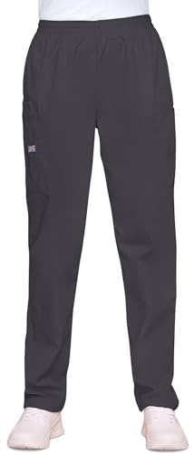 Cherokee Women's Workwear Elastic Waist Cargo Scrubs Pant, Pewter, XX-Large