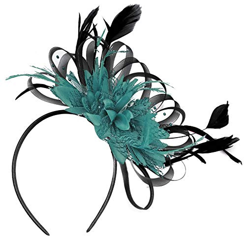 Caprilite Fascinator / Fascinator, Netz, mit blauen Federn, für Hochzeit, Königsrennen