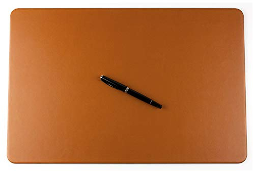 DELMON VARONE - Personalisierbare Schreibtischunterlage aus Premium Leder Boxcalf braun, Rutschfeste Echtleder Schreibunterlage abwaschbar, Schreibtisch Unterlage geeignet als Mousepad, 50x30 cm